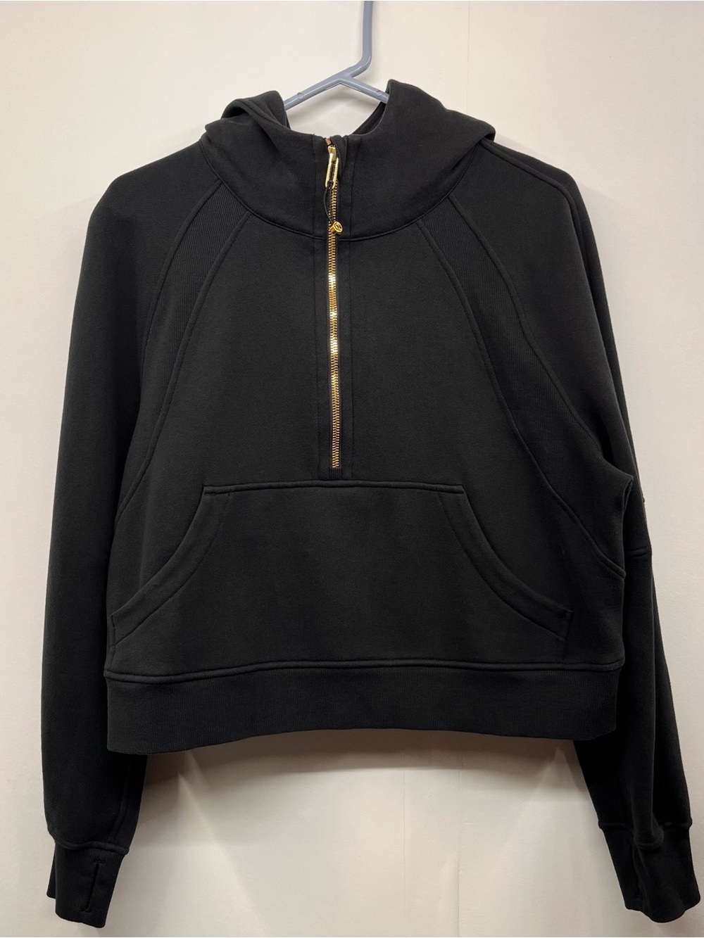 Lululemon Scuba Half Zip Hoodie Black Gold Zipper M/L